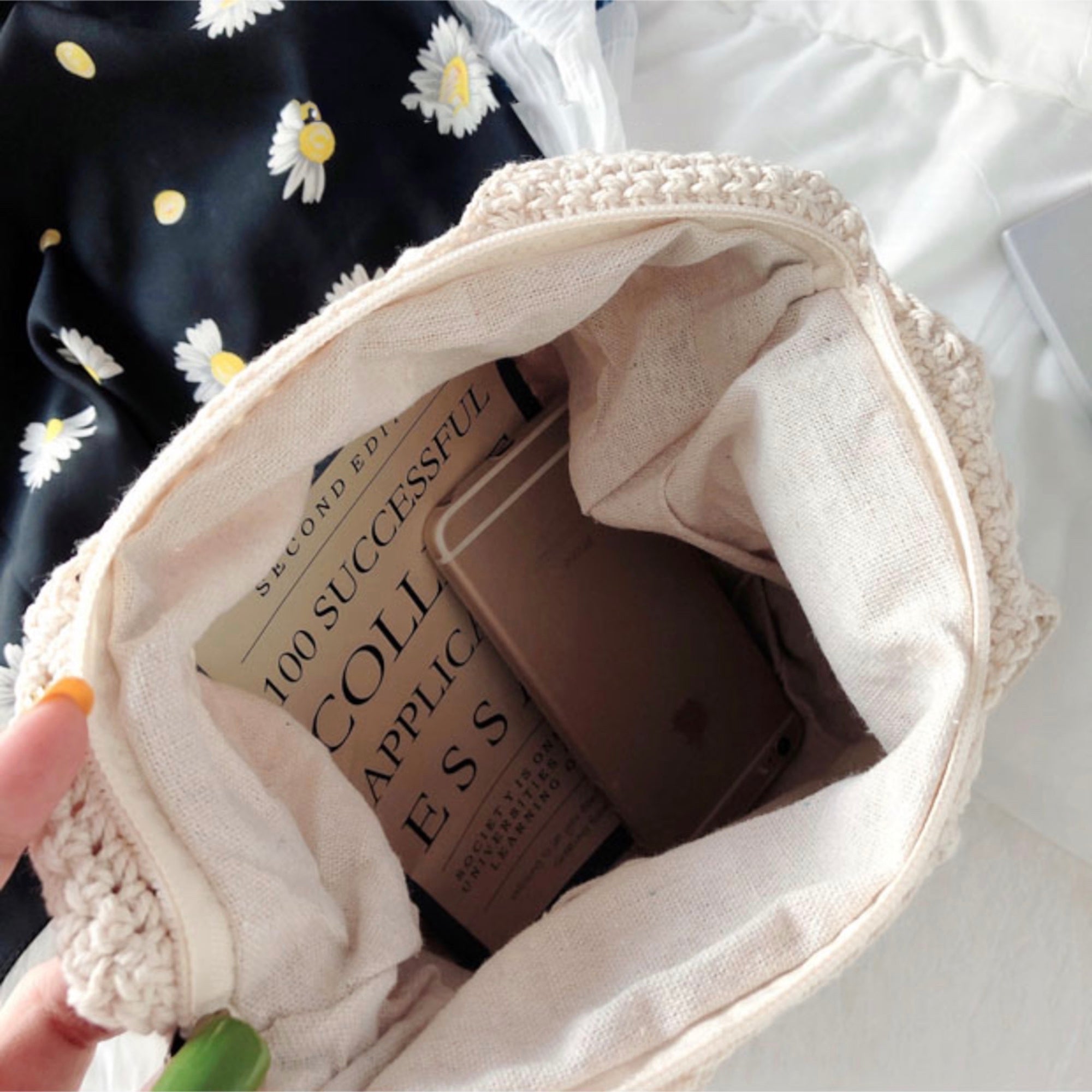 Buy Online High Quality, Unique Handmade Retro Artsy Twist Cotton Knitted Shoulder Bag, Hand Woven, Fashion Casual Bag, Gift for Her, Women's Woven Bag - Elena Handbags