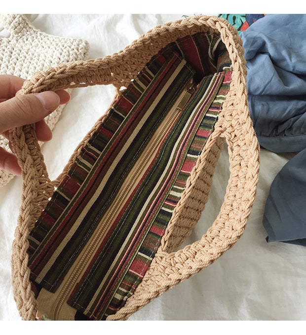 Buy Online Cotton Knitted Smiley Face Bag, Handmade Crochet Purse, Fashion Bag