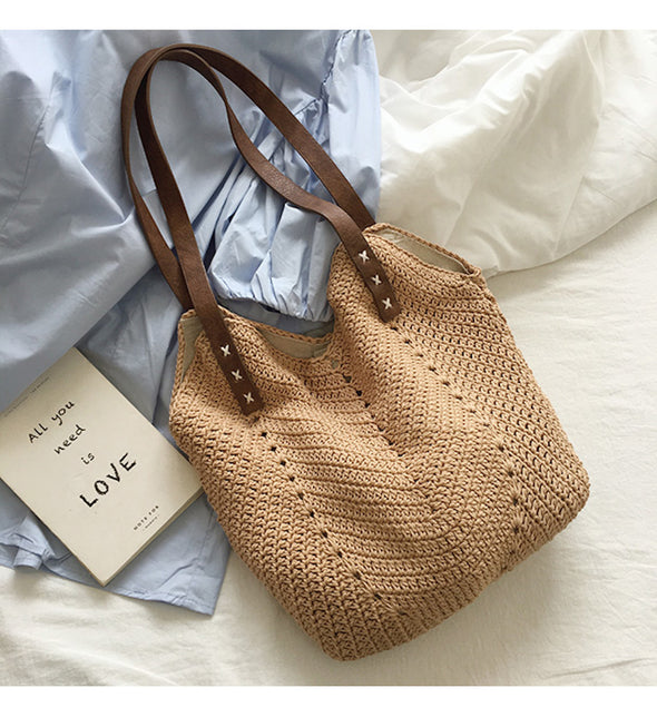 Buy Online High Quality, Unique Handmade Retro Cotton Knitted Shoulder Bag, Hand Woven, Fashion Casual Bag, Gift for Her, Women's Woven Bag - Elena Handbags