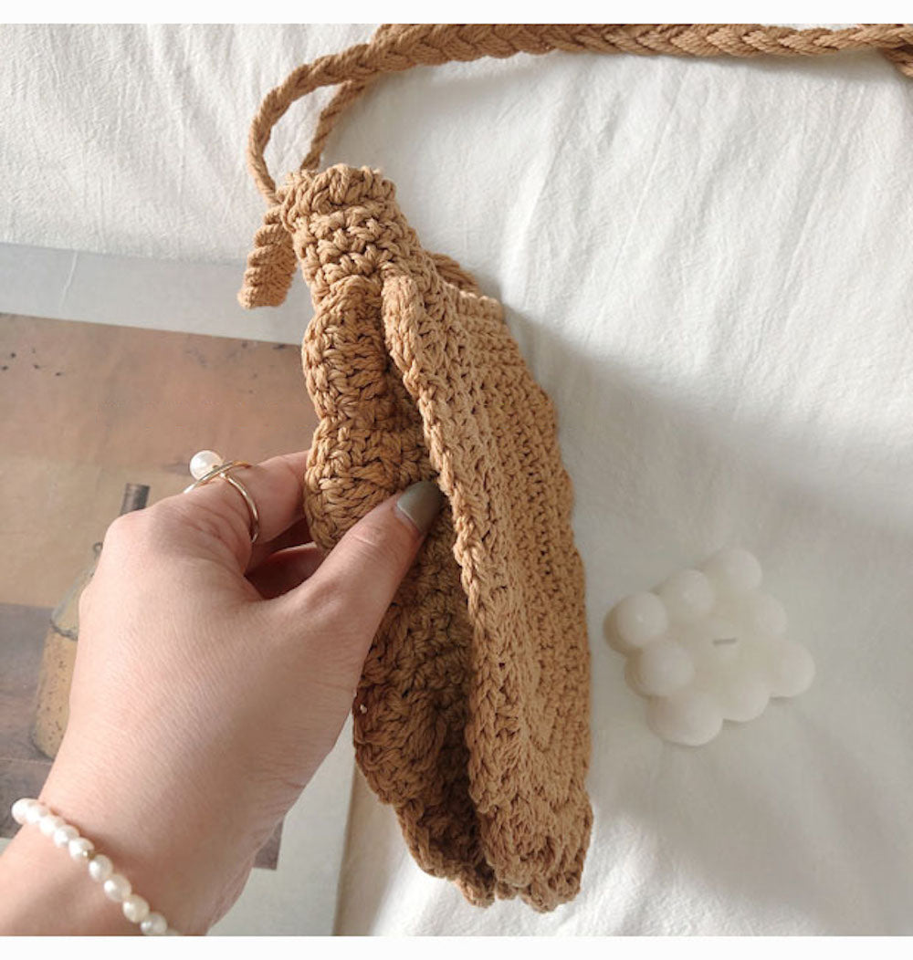Buy Online High Quality, Unique Handmade Mini Cotton Knitted Shoulder Bag, Handmade Crochet Bag, Fashion Casual Bag, Gift for Her, Women's Woven Bag - Elena Handbags
