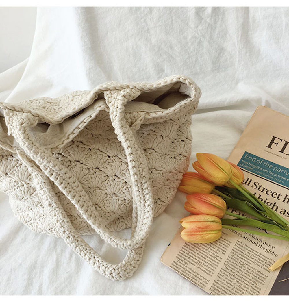 Buy Online High Quality, Unique Handmade Patterned Cotton Knitted Shoulder Bag, Hand Crochet Woven Purse, Fashion Casual Bag, Women's Purse Shoulder Bag - Elena Handbags