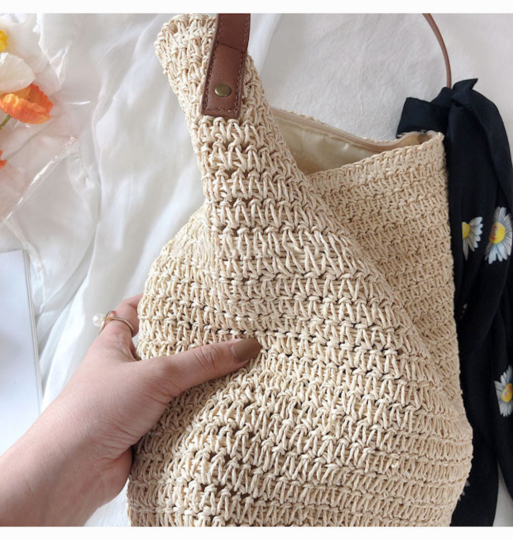 Buy Online High Quality, Unique Handmade Straw Woven Retro Shoulder Bag - Elena Handbags