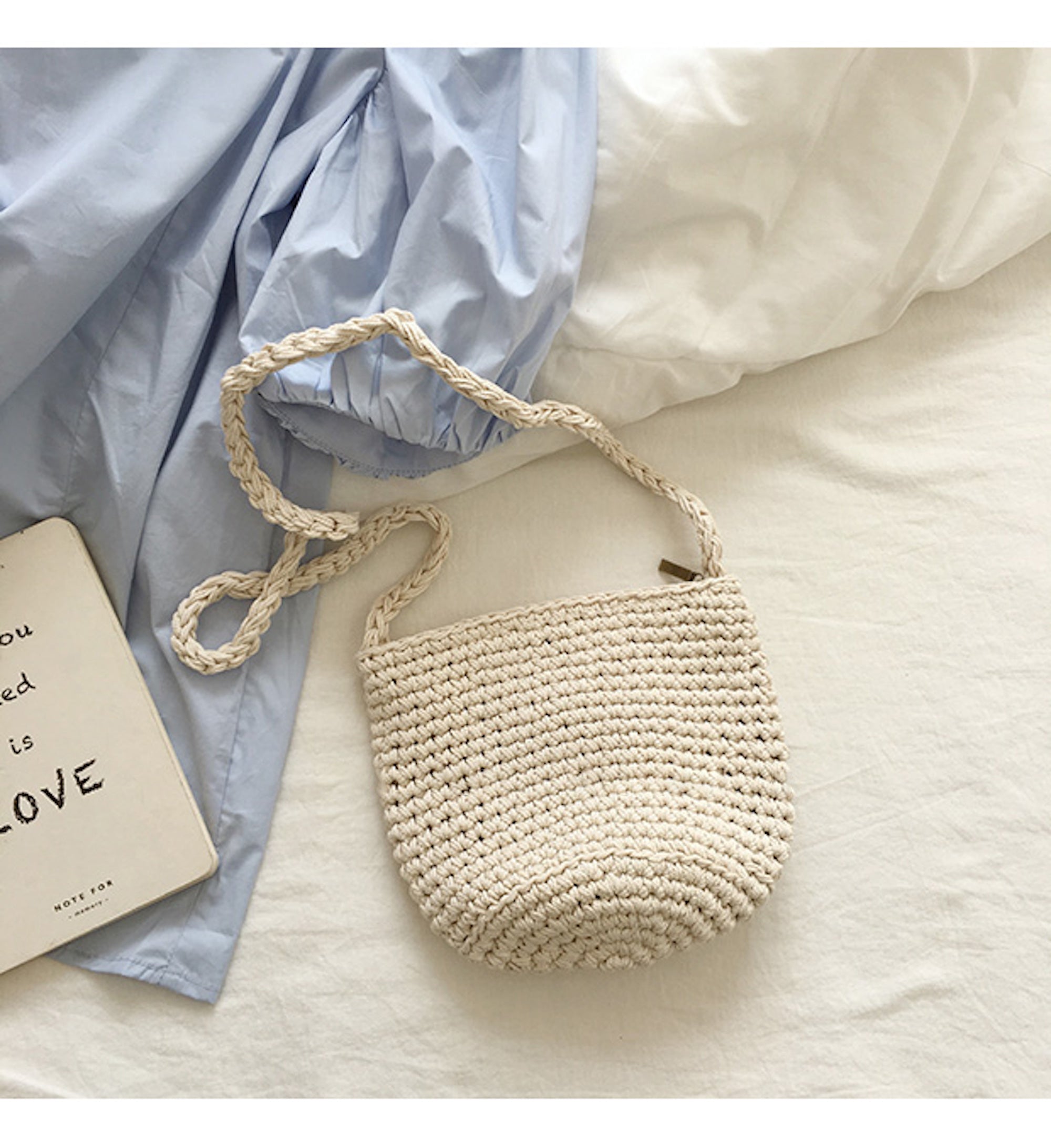 Buy Online High Quality, Unique Handmade Small Cotton Knitted Shoulder Bag, Handmade Crochet Bag, Fashion Casual Bag, Gift for Her, Women's Woven Bag - Elena Handbags