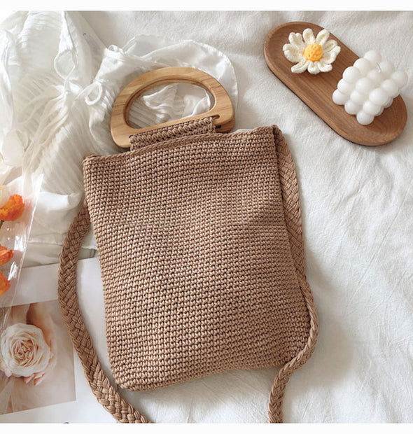 Buy Online High Quality, Unique Handmade Harajuku Style Cotton Knitted Top Handle Bag - Elena Handbags