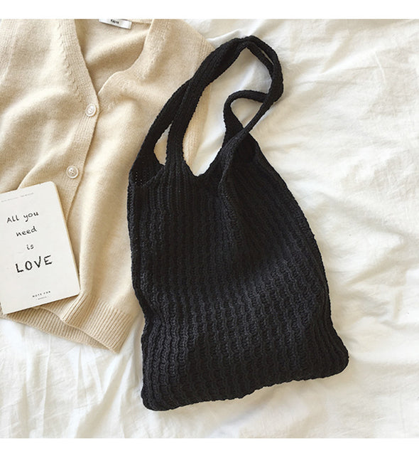 Buy Online High Quality, Unique Handmade Retro Twist Cotton Knitted Shoulder Bag, Fashion Casual Bag, Handmade Gift for Her, Women's Hand Woven Bag - Elena Handbags
