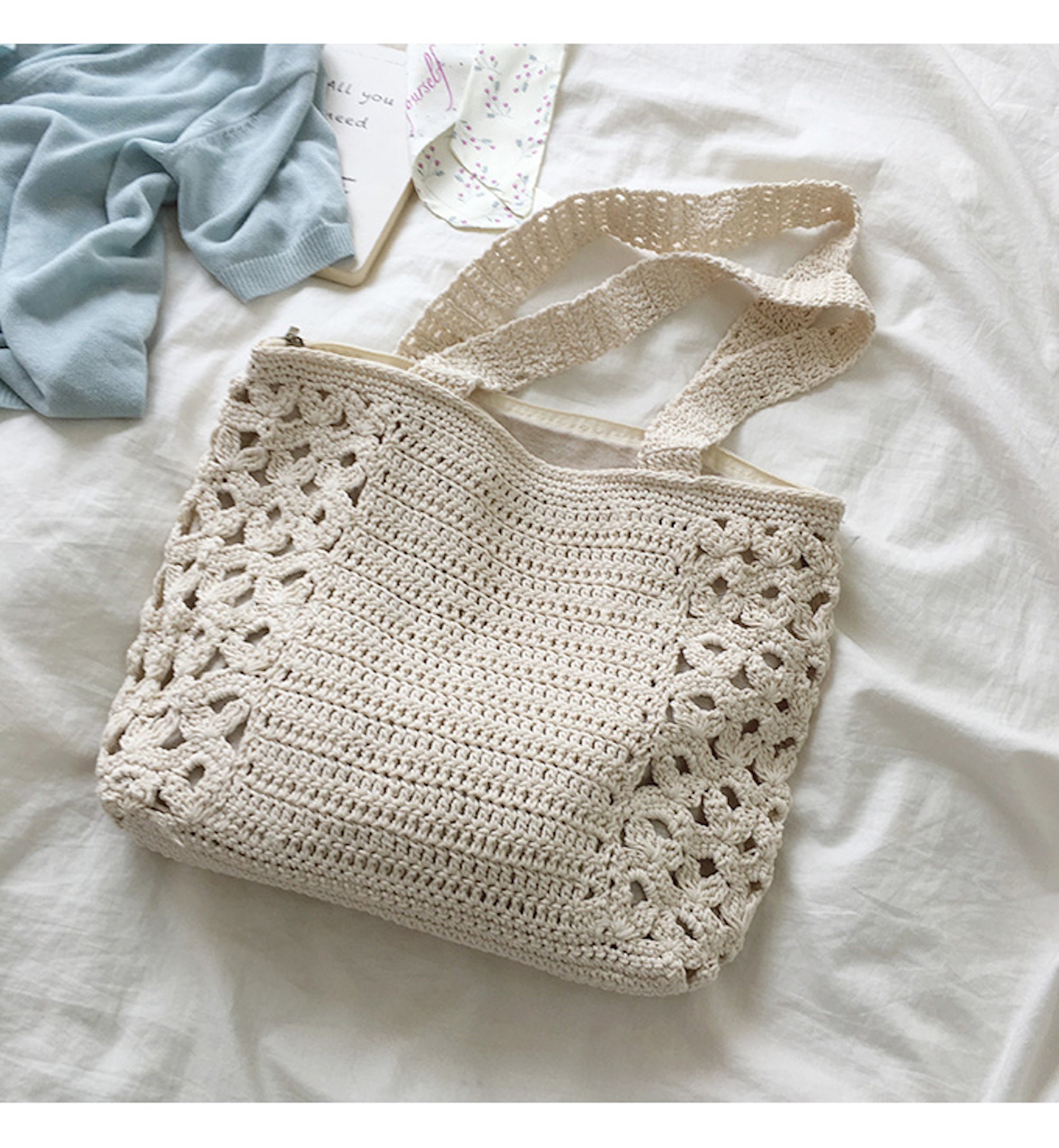 Buy Online High Quality, Unique Handmade Retro Artsy Cotton Knitted Shoulder Bag, Hand Woven, Fashion Casual Bag, Gift for Her, Women's Woven Bag - Elena Handbags