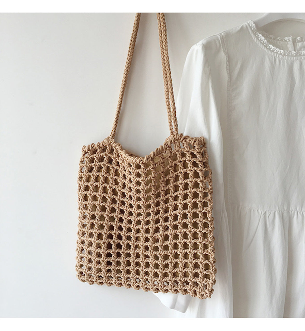Elena Handbags Lightweight Cotton Knitted Shoulder Bag