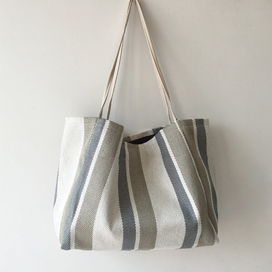 Elena Handbags Canvas Striped Bag