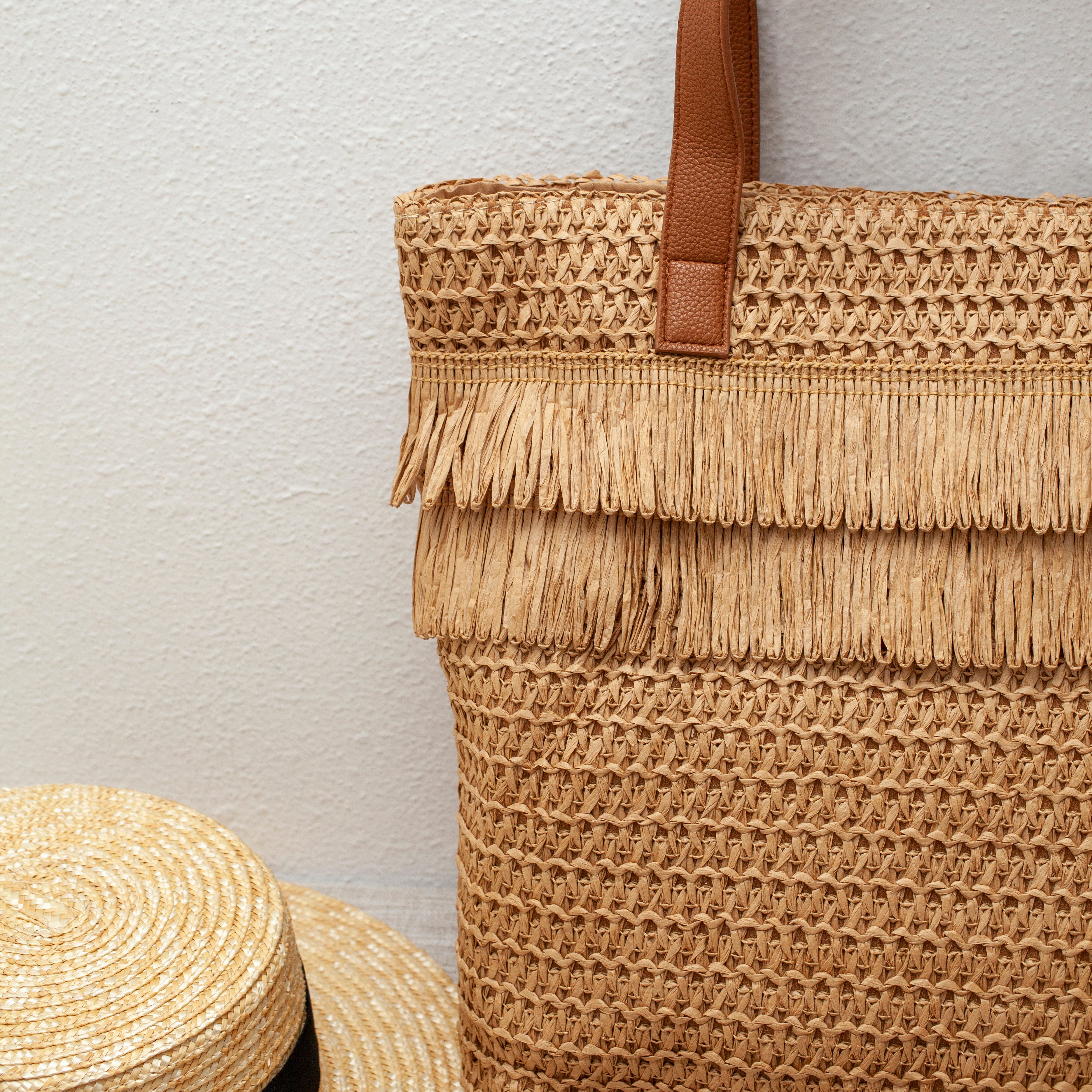 Elena Handbags Large Straw Fashion Tote