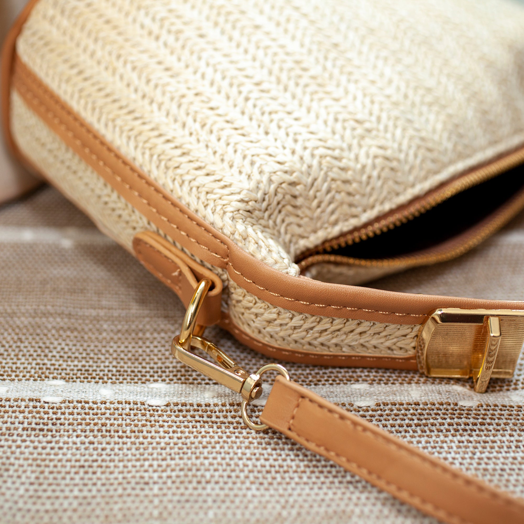 Elena Handbags Straw Woven Purse with Leather Accent