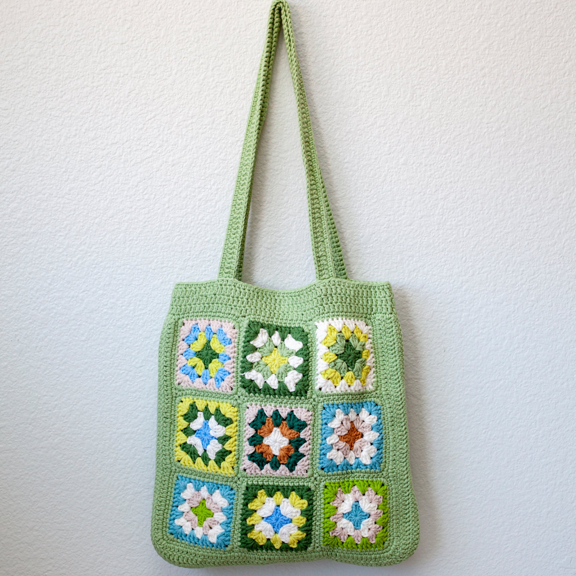 Elena Handbags Handmade Crochet Granny Square Patch Shoulder Bag