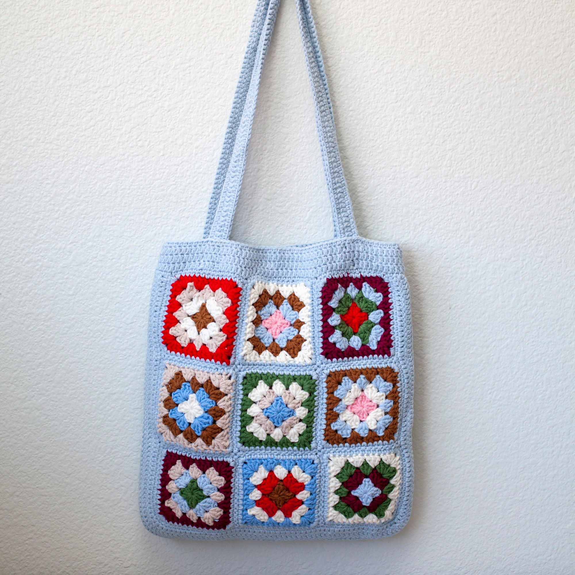 Elena Handbags Handmade Crochet Granny Square Patch Shoulder Bag