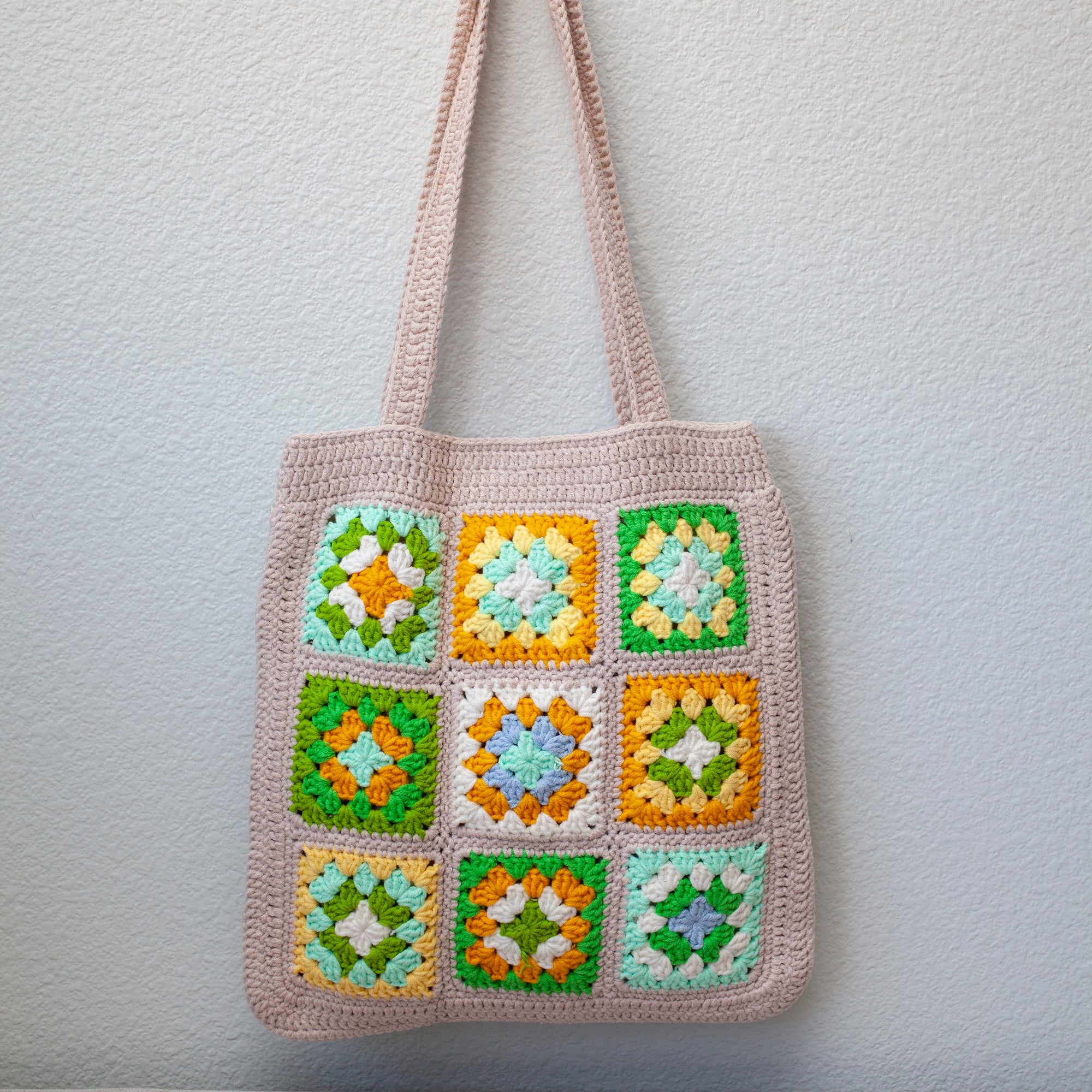 Elena Handbags Handmade Crochet Granny Square Patch Shoulder Bag