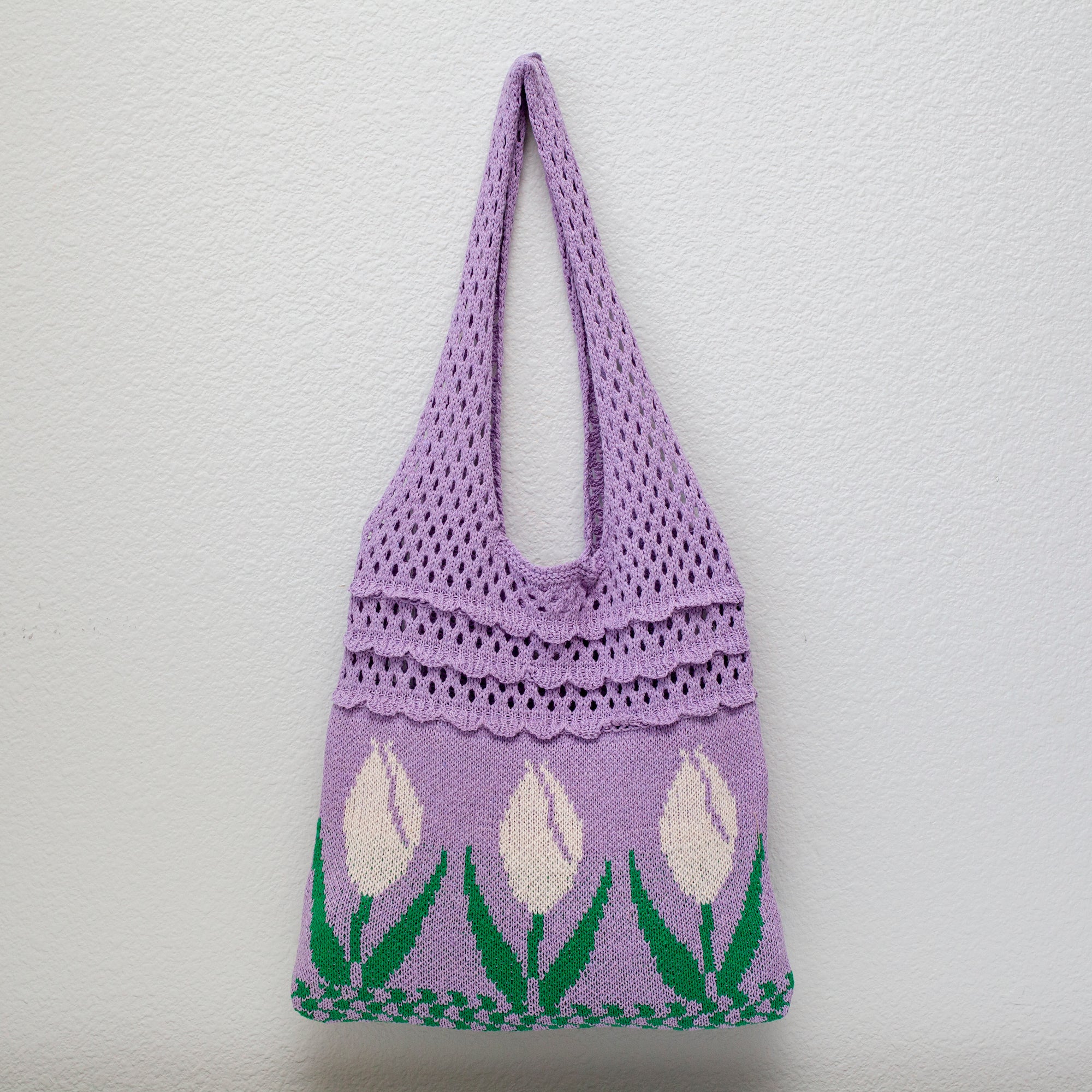 Elena Handbags Artsy Cotton Knitted Floral Shoulder Bag