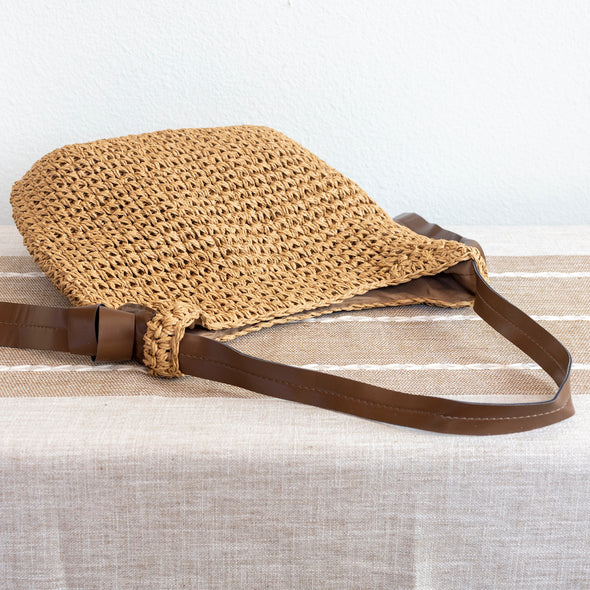 Elena Handbags Simple Straw Woven Shoulder Bag