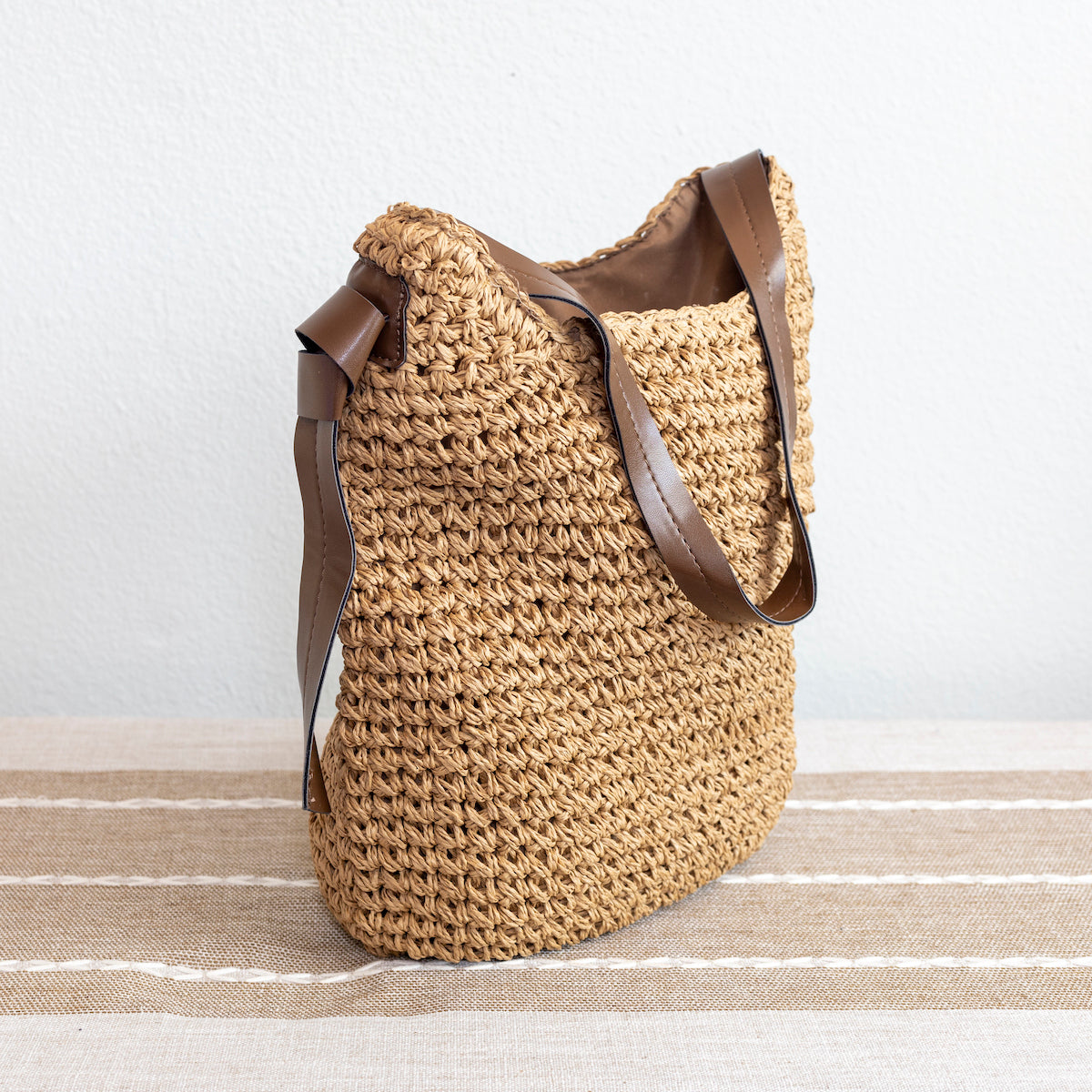Elena Handbags Simple Straw Woven Shoulder Bag