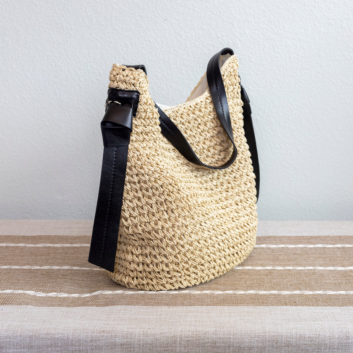 Elena Handbags Simple Straw Woven Shoulder Bag