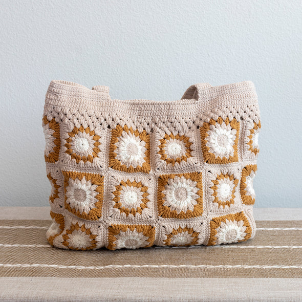 Elena Handbags Handmade Crochet Granny Square Shoulder Bag