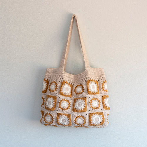 Elena Handbags Handmade Crochet Granny Square Shoulder Bag