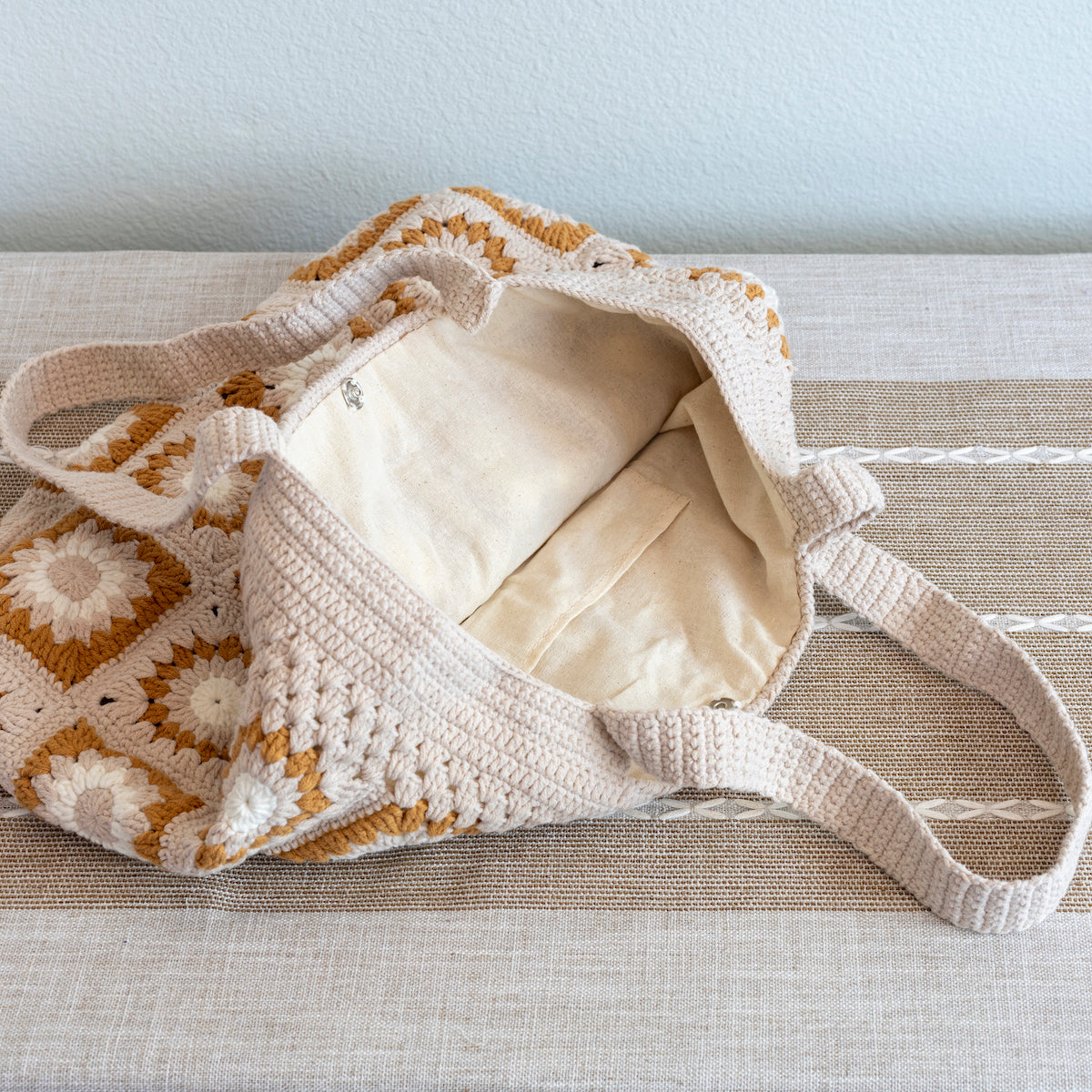 Elena Handbags Handmade Crochet Granny Square Shoulder Bag