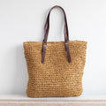 Elena Handbags Straw Woven Tote Bag with Leather Strap