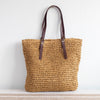 Elena Handbags Straw Woven Tote Bag with Leather Strap