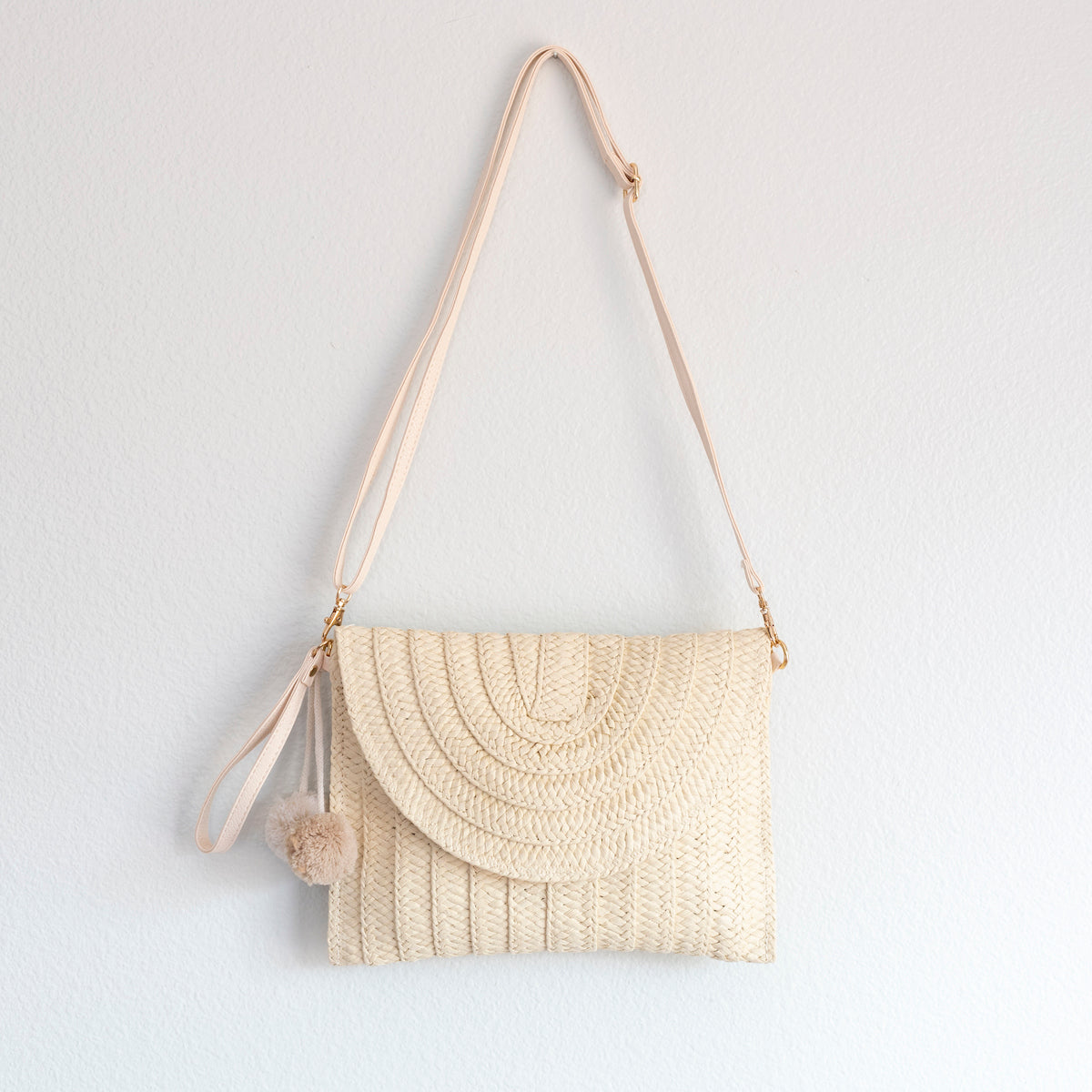 Elena Handbags Straw Woven Shoulder Purse Clutch Handbag