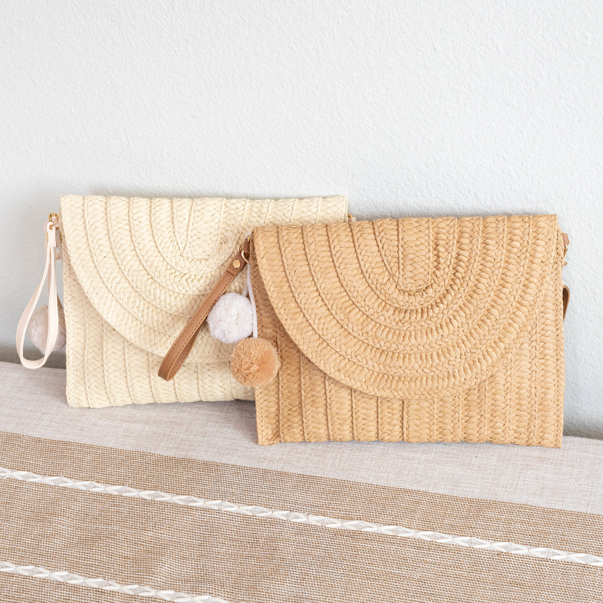 Elena Handbags Straw Woven Shoulder Purse Clutch Handbag