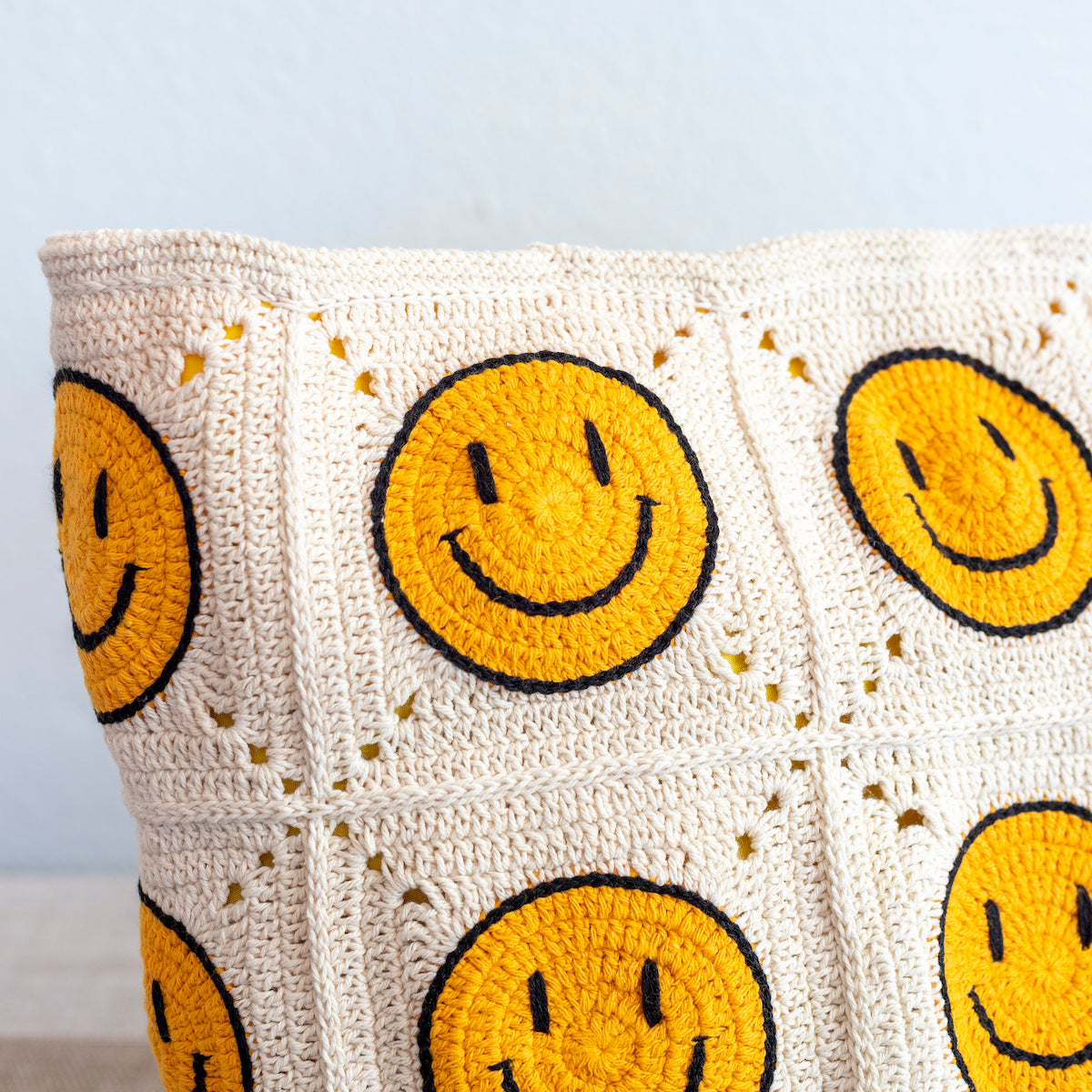 Elena Handbags Happy Face Square Patch Tote Bag