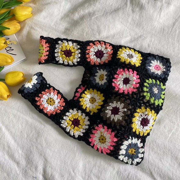Elena Handbags Crochet Granny Square Patchwork Shoulder Bag