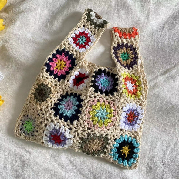 Elena Handbags Crochet Granny Square Patchwork Shoulder Bag