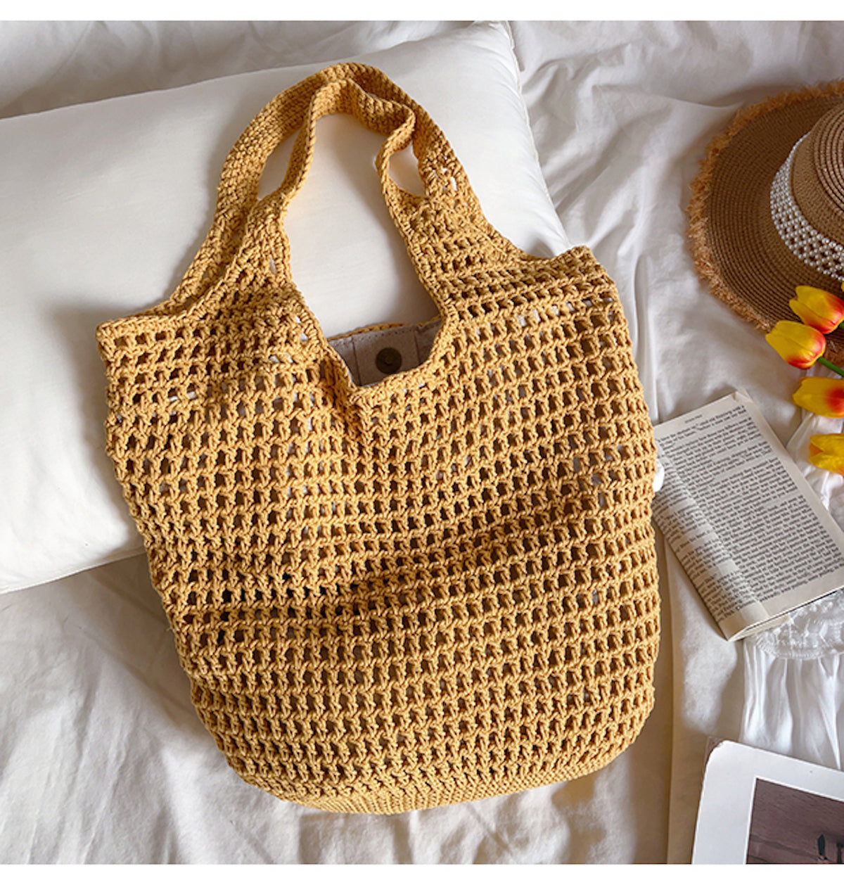 Retro Cotton Knitted Tote Bag