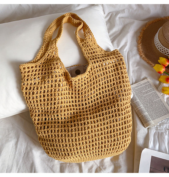 Elena Handbags Retro Cotton Knitted Tote Bag