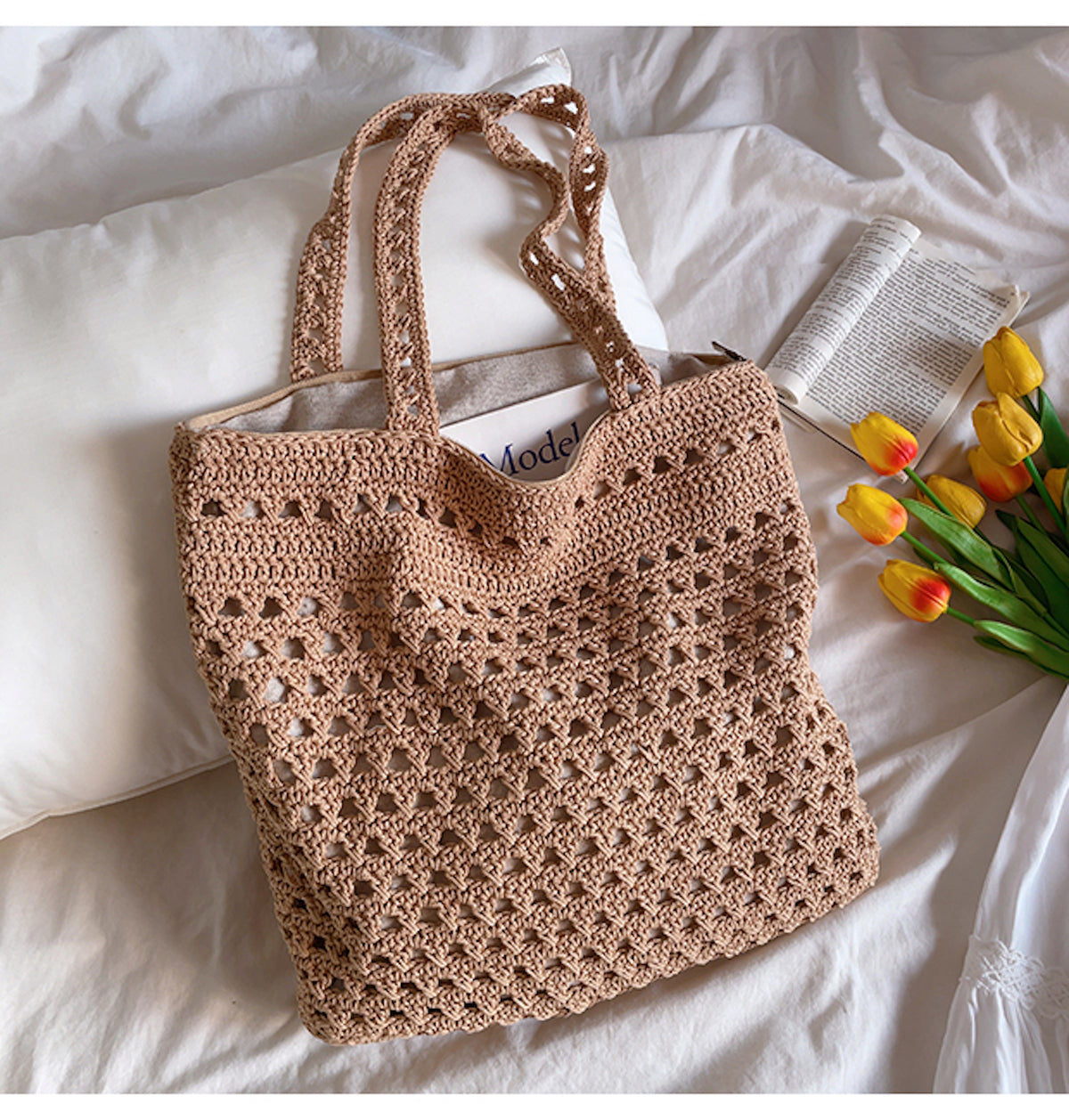 Handmade Crochet Retro Style Tote Bag