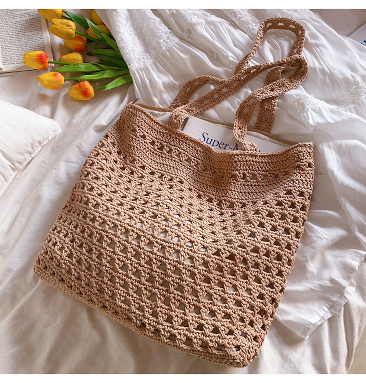 Handmade Crochet Retro Style Tote Bag