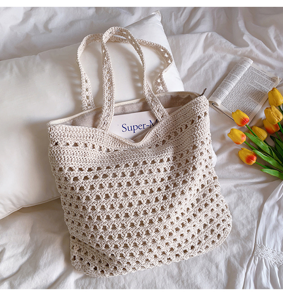 Handmade Crochet Retro Style Tote Bag