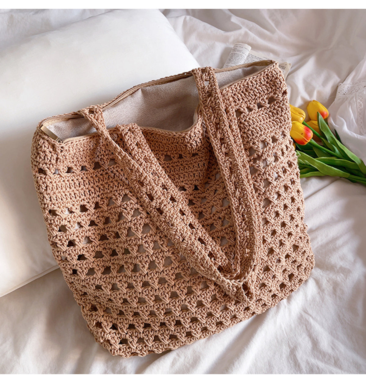 Handmade Crochet Retro Style Tote Bag