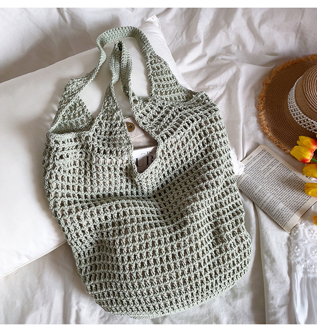 Retro Cotton Knitted Tote Bag
