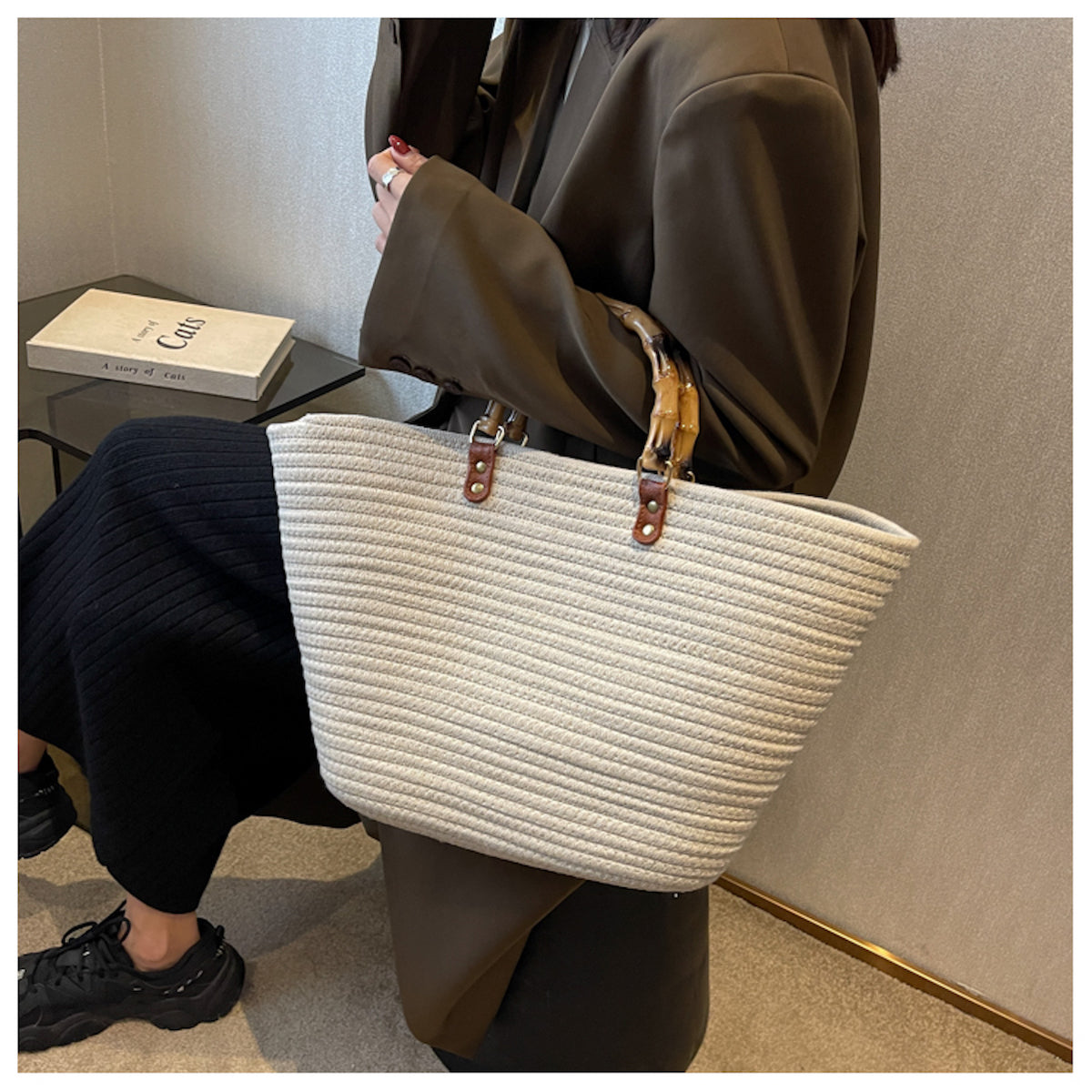 Elena Handbags Retro Woven Tote Bag
