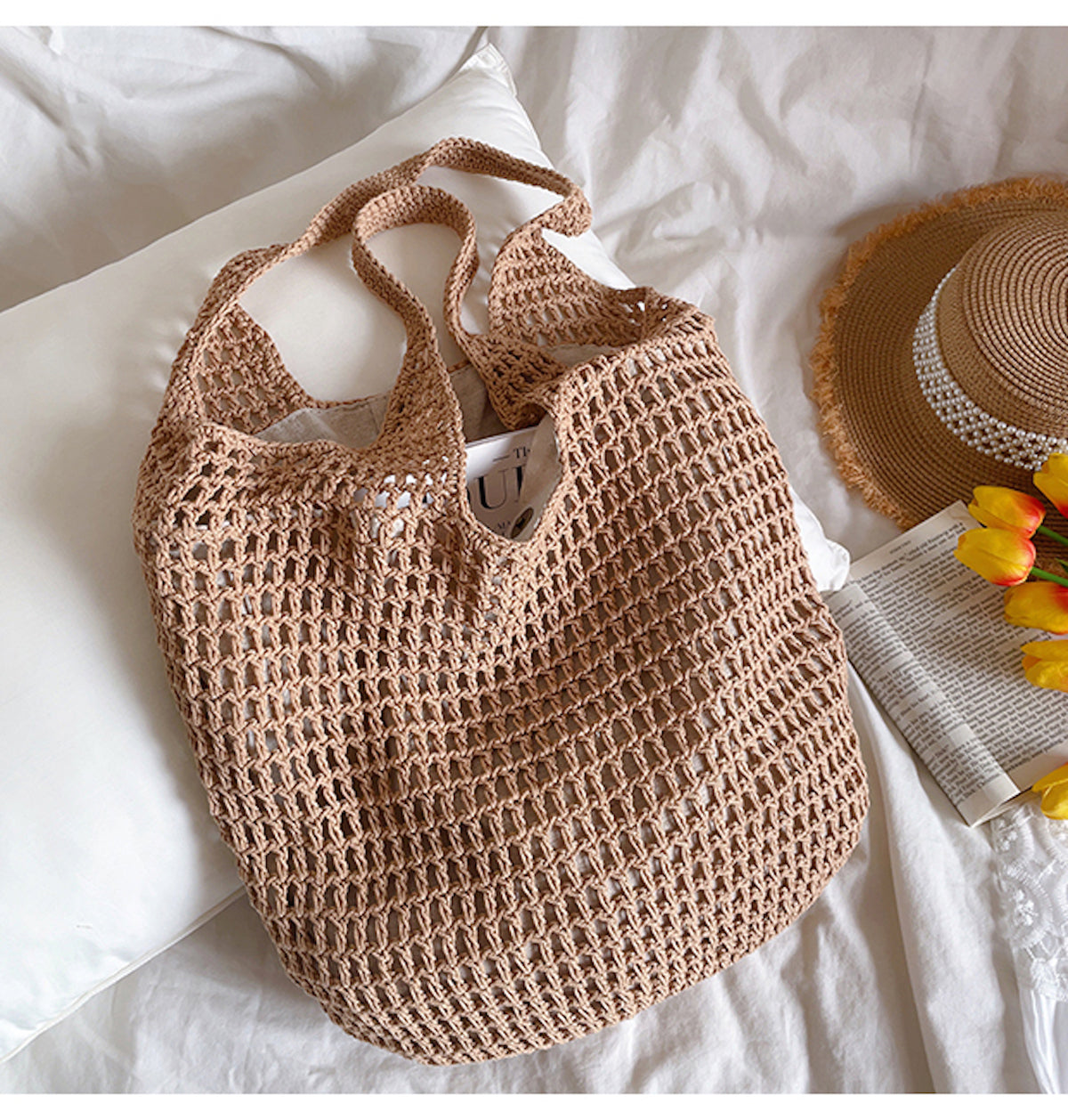 Retro Cotton Knitted Tote Bag