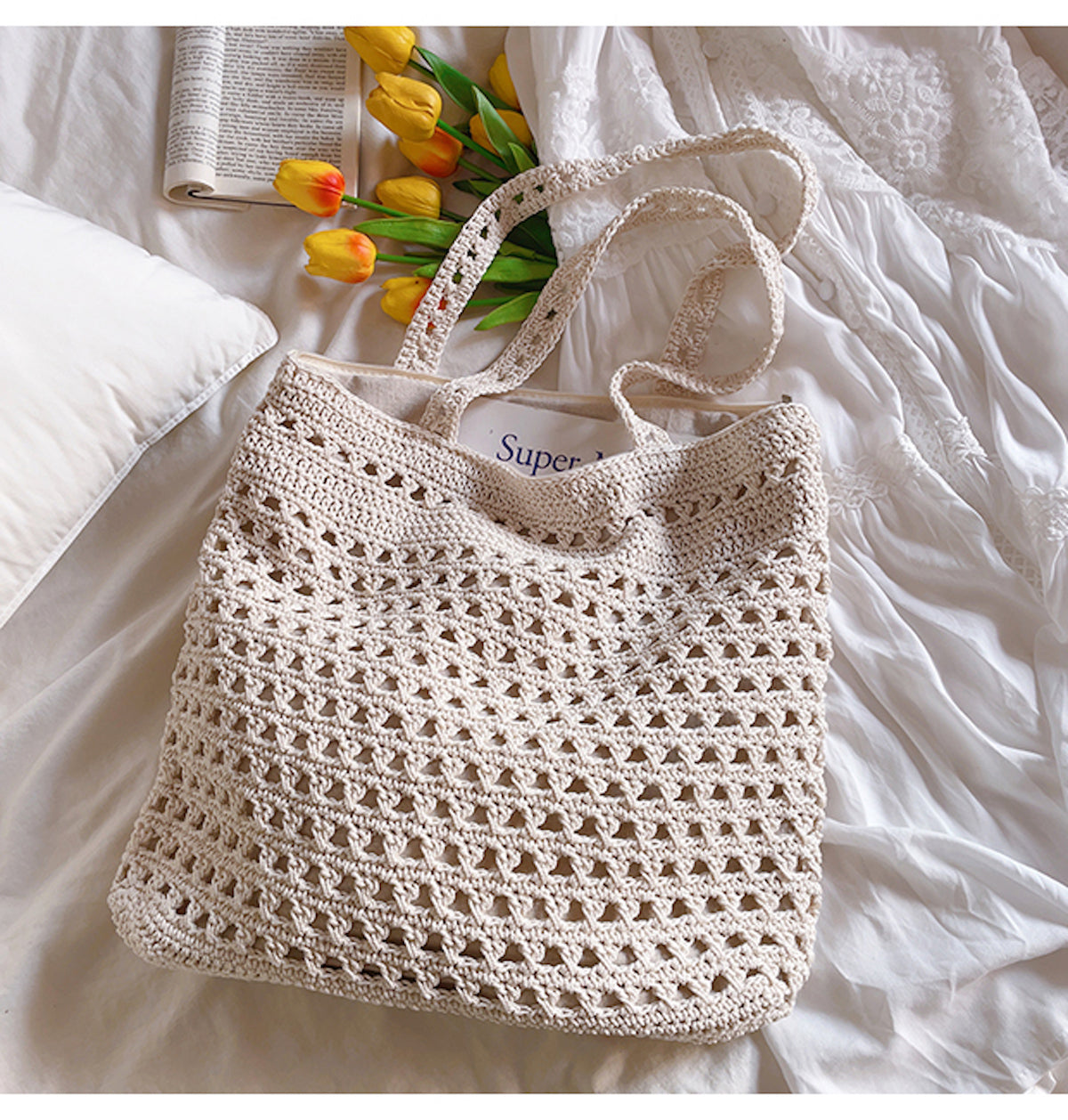 Handmade Crochet Retro Style Tote Bag