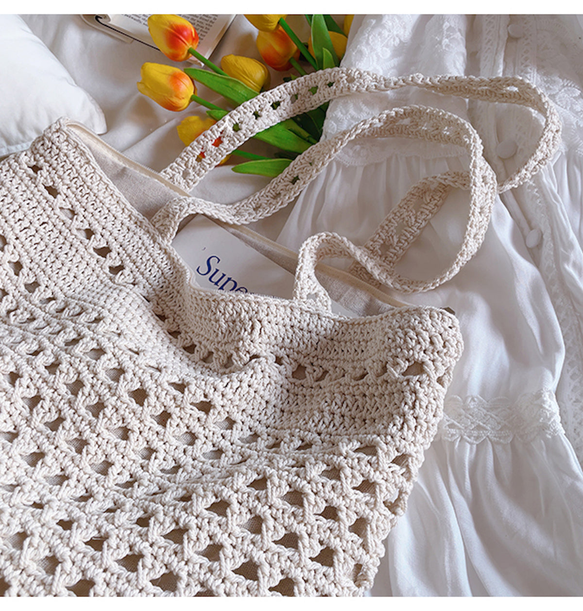 Handmade Crochet Retro Style Tote Bag