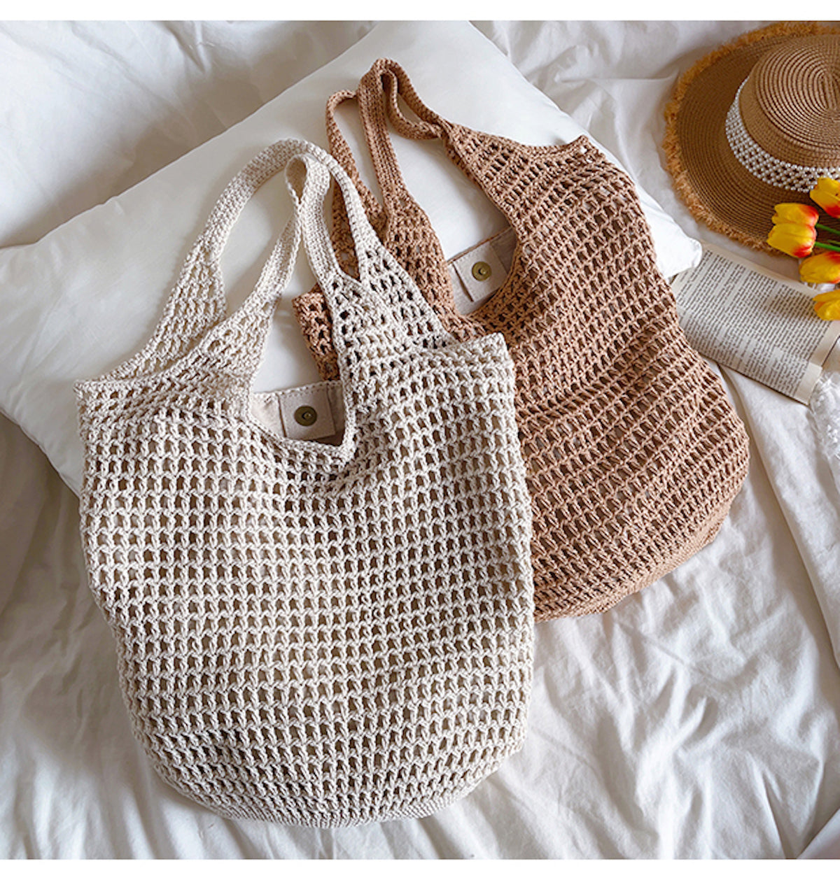 Retro Cotton Knitted Tote Bag