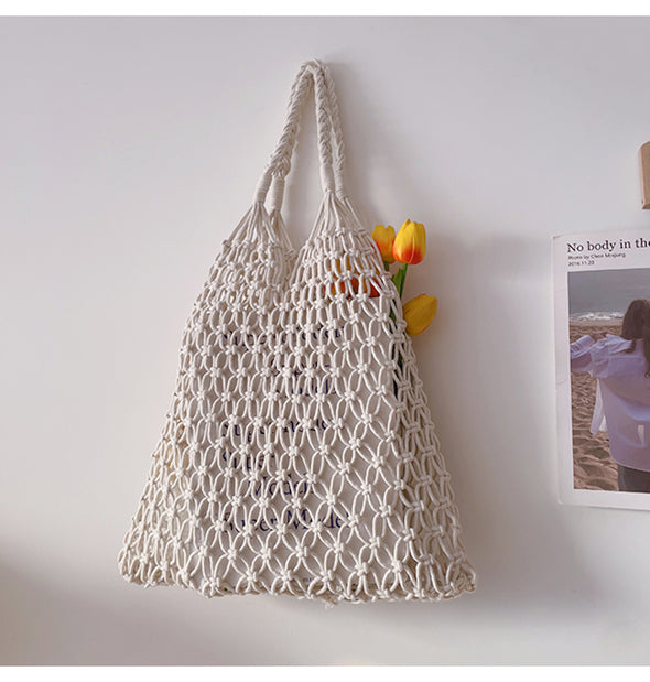 Elena Handbags Simple Fishnet Shoulder Bag