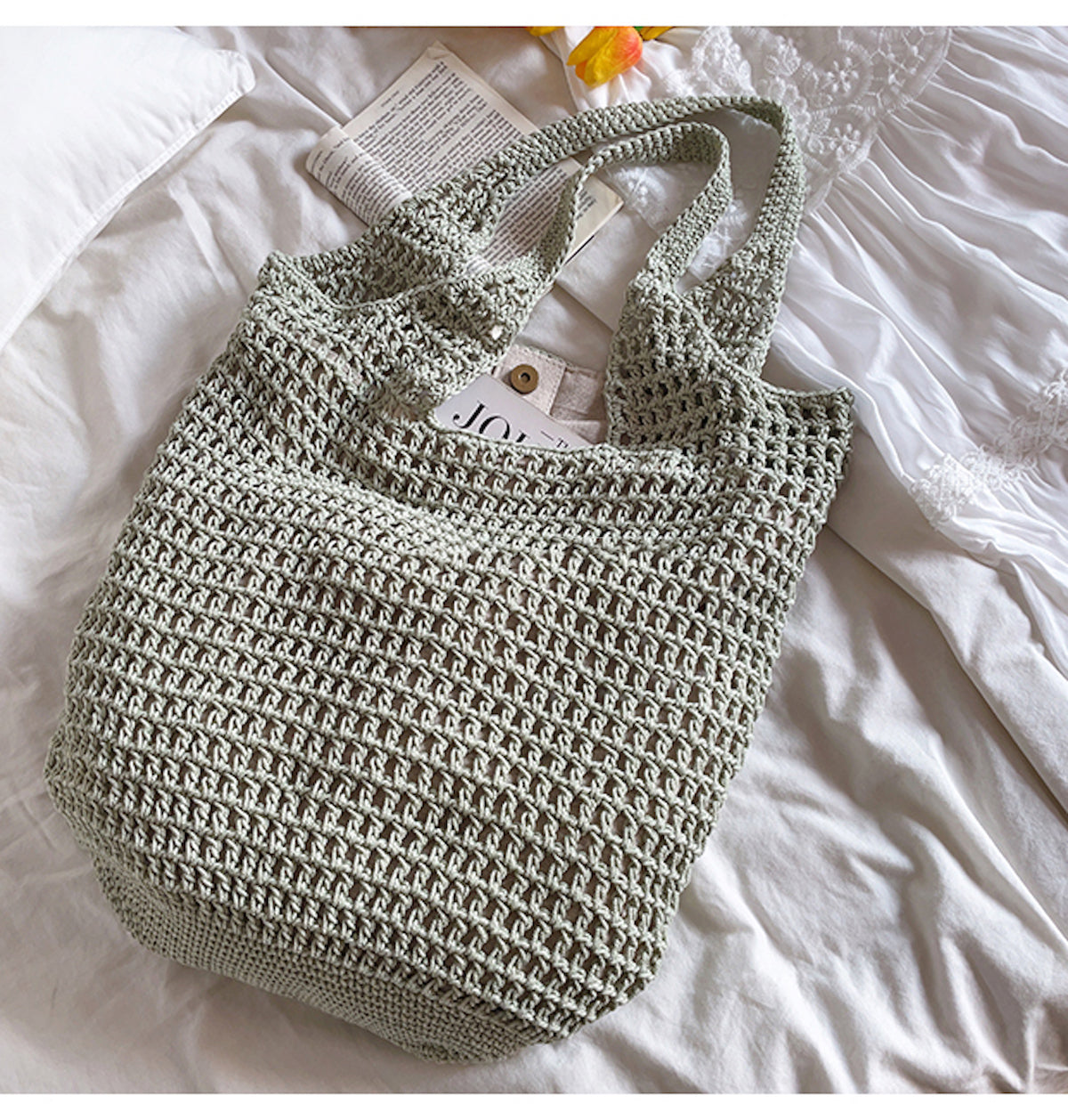 Retro Cotton Knitted Tote Bag