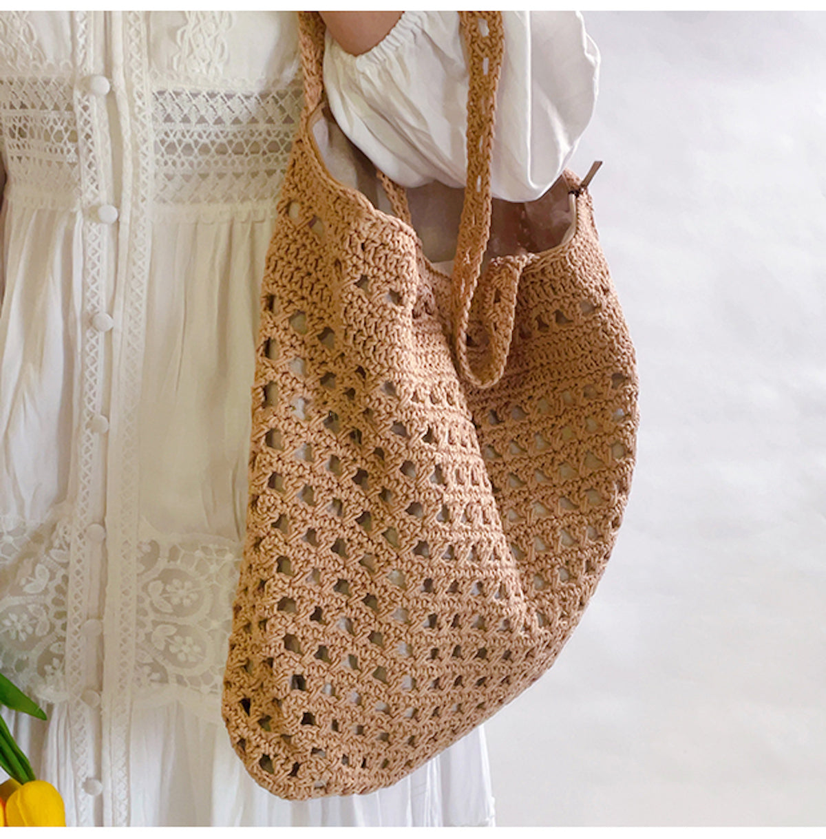 Handmade Crochet Retro Style Tote Bag
