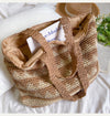 Elena Handbags Patterned Straw Woven Tote Shoulder Bag