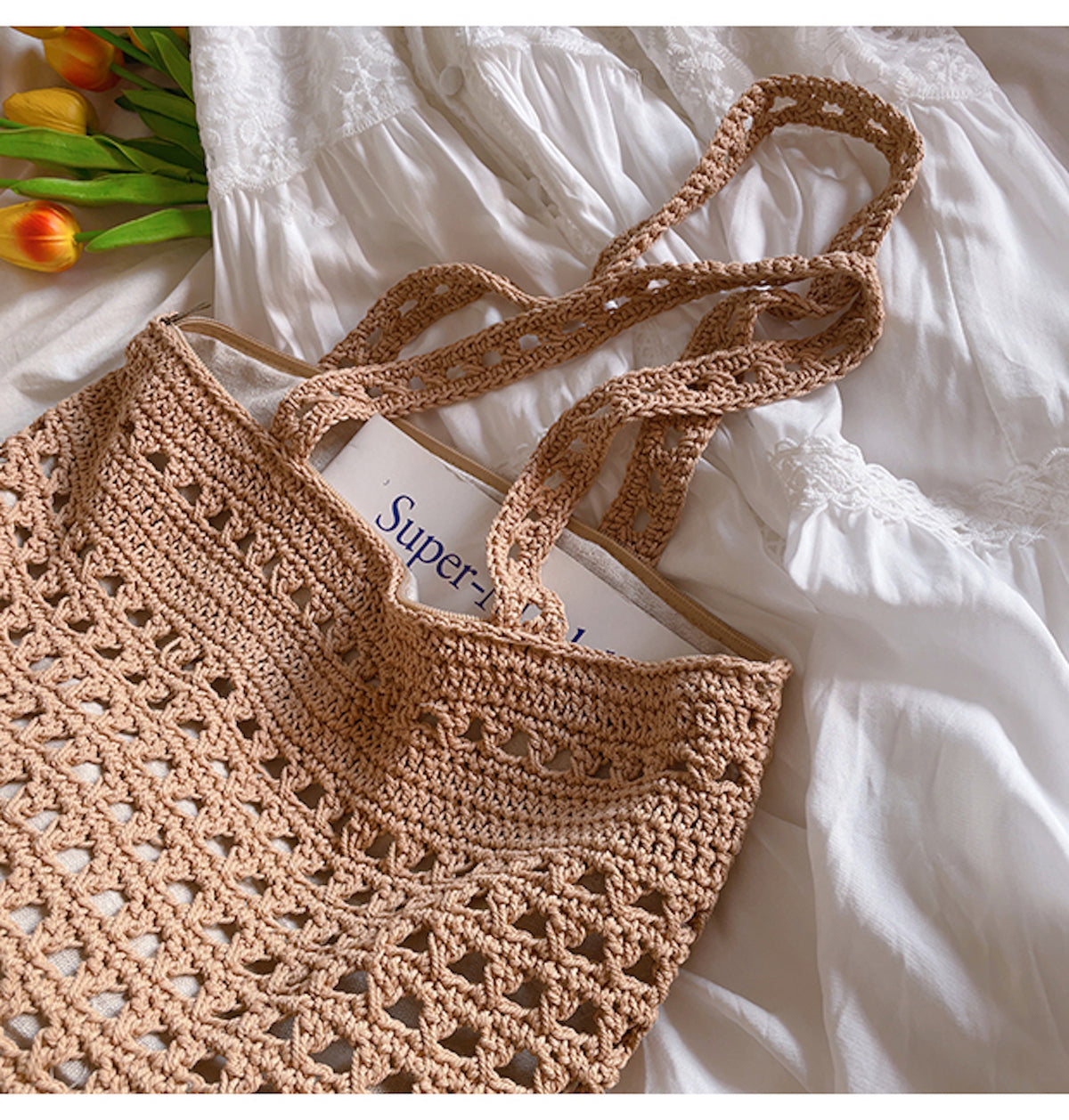 Handmade Crochet Retro Style Tote Bag
