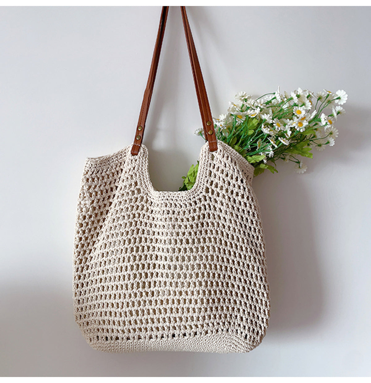 Elena Handbags Oversized Cotton Knitted Shoulder Bag