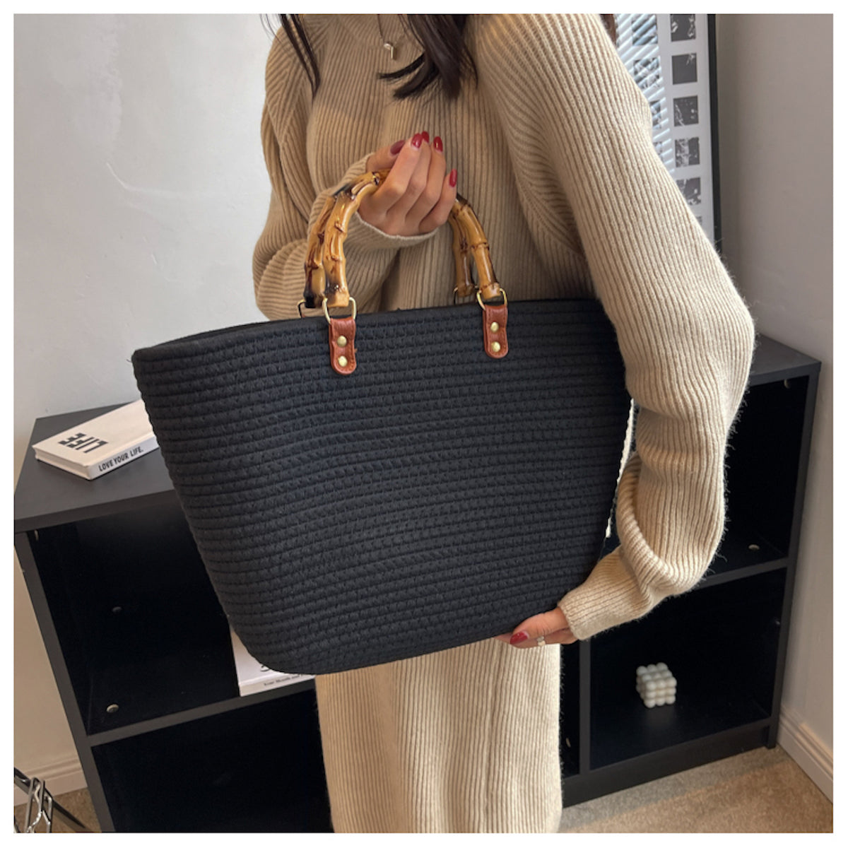 Elena Handbags Retro Woven Tote Bag